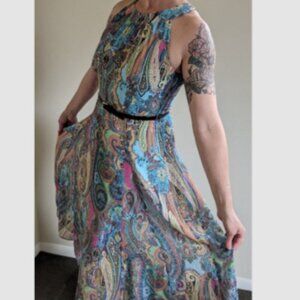 Tommy Hilfiger Dress Womens sz 6 Paisley Sleeveless Halter NWT - With Belt